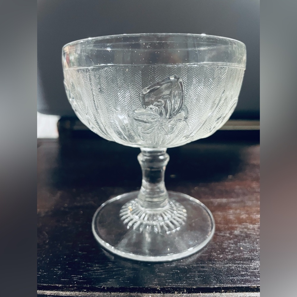 Jeanette Iris and Herringbone Depression Glass set of 12 Sherbet Glasses Vtg